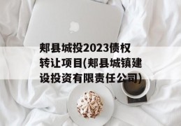 郏县城投2023债权转让项目(郏县城镇建设投资有限责任公司)