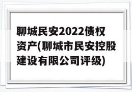 聊城民安2022债权资产(聊城市民安控股建设有限公司评级)