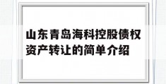 山东青岛海科控股债权资产转让的简单介绍