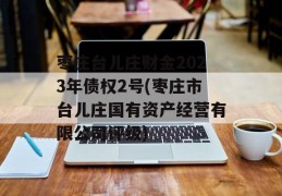 枣庄台儿庄财金2023年债权2号(枣庄市台儿庄国有资产经营有限公司评级)