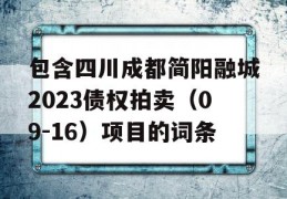 包含四川成都简阳融城2023债权拍卖（09-16）项目的词条