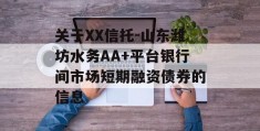 关于XX信托-山东潍坊水务AA+平台银行间市场短期融资债券的信息