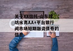 关于XX信托-山东潍坊水务AA+平台银行间市场短期融资债券的信息