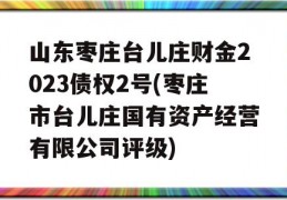 山东枣庄台儿庄财金2023债权2号(枣庄市台儿庄国有资产经营有限公司评级)