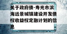 关于政府债-寿光市滨海远景城镇建设开发债权收益权定融计划的信息