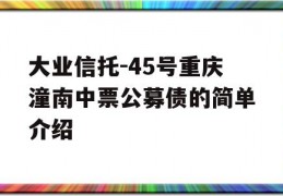 大业信托-45号重庆潼南中票公募债的简单介绍