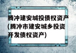 腾冲建安城投债权资产(腾冲市建安城乡投资开发债权资产)