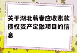 关于湖北蕲春应收账款债权资产定融项目的信息