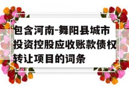 包含河南-舞阳县城市投资控股应收账款债权转让项目的词条