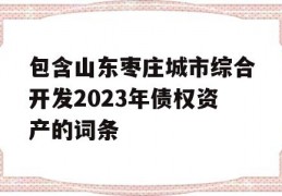 包含山东枣庄城市综合开发2023年债权资产的词条