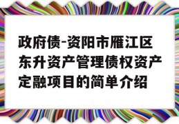 政府债-资阳市雁江区东升资产管理债权资产定融项目的简单介绍