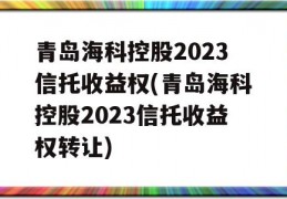 青岛海科控股2023信托收益权(青岛海科控股2023信托收益权转让)