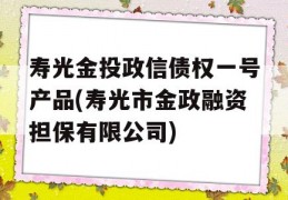 寿光金投政信债权一号产品(寿光市金政融资担保有限公司)