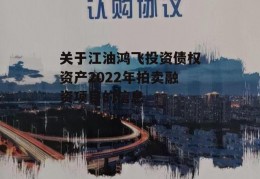 关于江油鸿飞投资债权资产2022年拍卖融资项目的信息