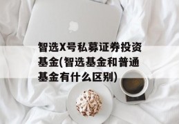 智选X号私募证券投资基金(智选基金和普通基金有什么区别)