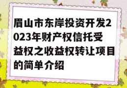 眉山市东岸投资开发2023年财产权信托受益权之收益权转让项目的简单介绍