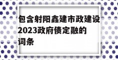 包含射阳鑫建市政建设2023政府债定融的词条