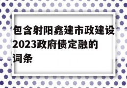 包含射阳鑫建市政建设2023政府债定融的词条