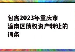 包含2023年重庆市潼南区债权资产转让的词条