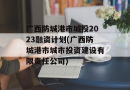 广西防城港市城投2023融资计划(广西防城港市城市投资建设有限责任公司)