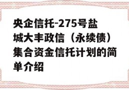 央企信托-275号盐城大丰政信（永续债）集合资金信托计划的简单介绍