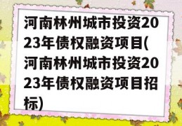 河南林州城市投资2023年债权融资项目(河南林州城市投资2023年债权融资项目招标)