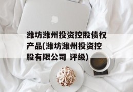 潍坊潍州投资控股债权产品(潍坊潍州投资控股有限公司 评级)