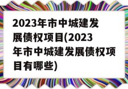 2023年市中城建发展债权项目(2023年市中城建发展债权项目有哪些)