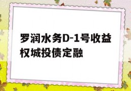 罗润水务D-1号收益权城投债定融