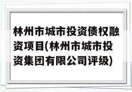 林州市城市投资债权融资项目(林州市城市投资集团有限公司评级)