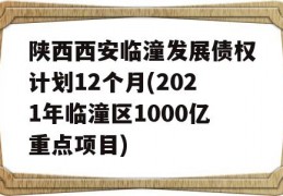 陕西西安临潼发展债权计划12个月(2021年临潼区1000亿重点项目)