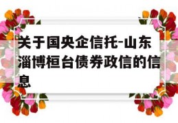 关于国央企信托-山东淄博桓台债券政信的信息