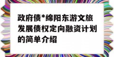 政府债*绵阳东游文旅发展债权定向融资计划的简单介绍