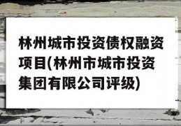 林州城市投资债权融资项目(林州市城市投资集团有限公司评级)