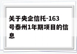 关于央企信托-163号泰州1年期项目的信息