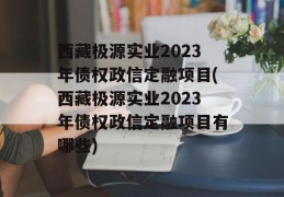 西藏极源实业2023年债权政信定融项目(西藏极源实业2023年债权政信定融项目有哪些)