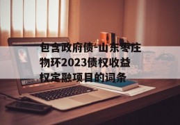 包含政府债-山东枣庄物环2023债权收益权定融项目的词条