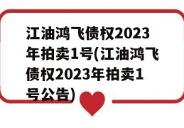 江油鸿飞债权2023年拍卖1号(江油鸿飞债权2023年拍卖1号公告)