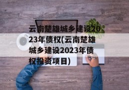 云南楚雄城乡建设2023年债权(云南楚雄城乡建设2023年债权投资项目)