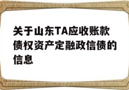 关于山东TA应收账款债权资产定融政信债的信息