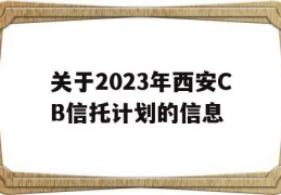 关于2023年西安CB信托计划的信息