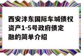 西安沣东国际车城债权资产1-5号政府债定融的简单介绍