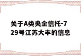 关于A类央企信托-729号江苏大丰的信息