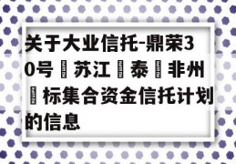 关于大业信托-鼎荣30号‮苏江‬泰‮非州‬标集合资金信托计划的信息