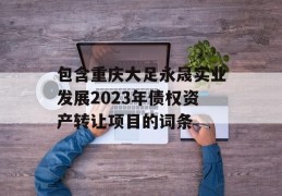 包含重庆大足永晟实业发展2023年债权资产转让项目的词条