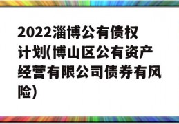 2022淄博公有债权计划(博山区公有资产经营有限公司债券有风险)