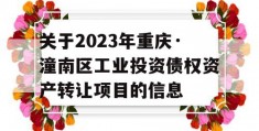 关于2023年重庆·潼南区工业投资债权资产转让项目的信息