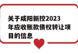 关于咸阳新控2023年应收账款债权转让项目的信息