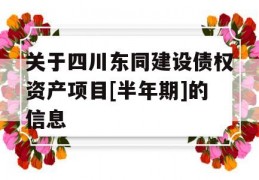 关于四川东同建设债权资产项目[半年期]的信息