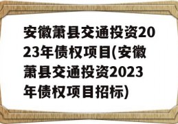 安徽萧县交通投资2023年债权项目(安徽萧县交通投资2023年债权项目招标)